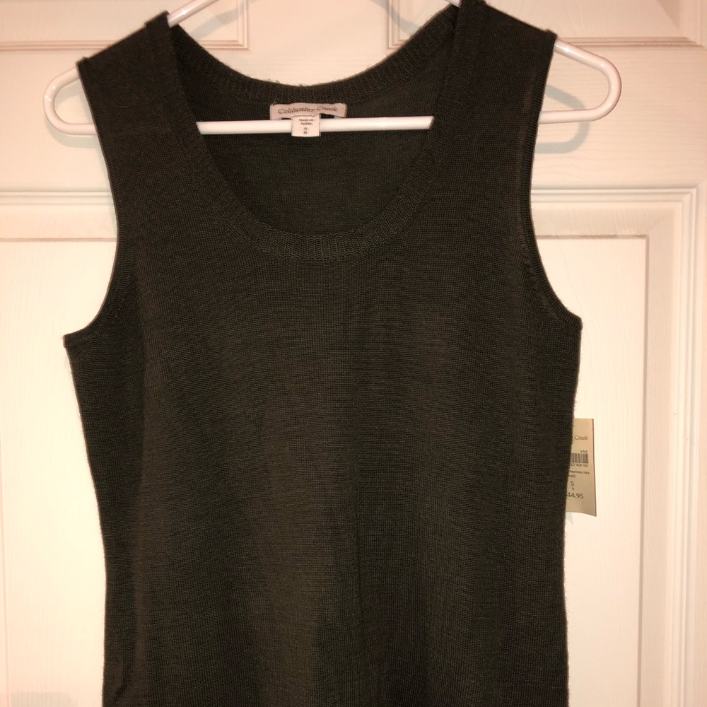 NWT Coldwater Creek Dark Green Sleeveless Softspun Merino Mix Shell - Small